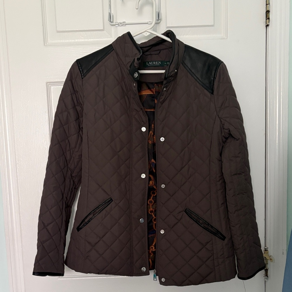 Ralph Lauren Brown Quilted Puffer Jacket with Black Details